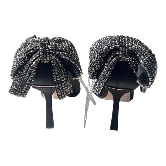 Antonio Melani Black Satin Crystal Bow Apollo Bow Satin Pump NWOB Size 8.5M - Picture 8 of 15